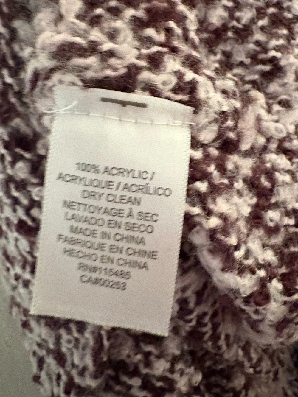 Infinity Loop Knit Scarf Burgundy Mauve Fringe Convertible Wrap NWT